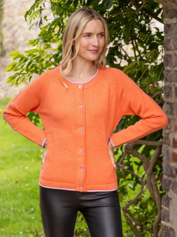 Wool and Cashmere Killiney Cardigan Coral