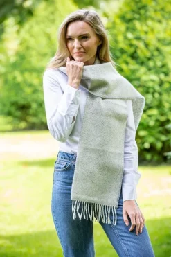 Wool and Cashmere light grey Herringbone Scarf 2422