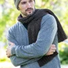 Wool and Cashmere Luxe Ribbed Scarf Charcoal - Made in Ireland