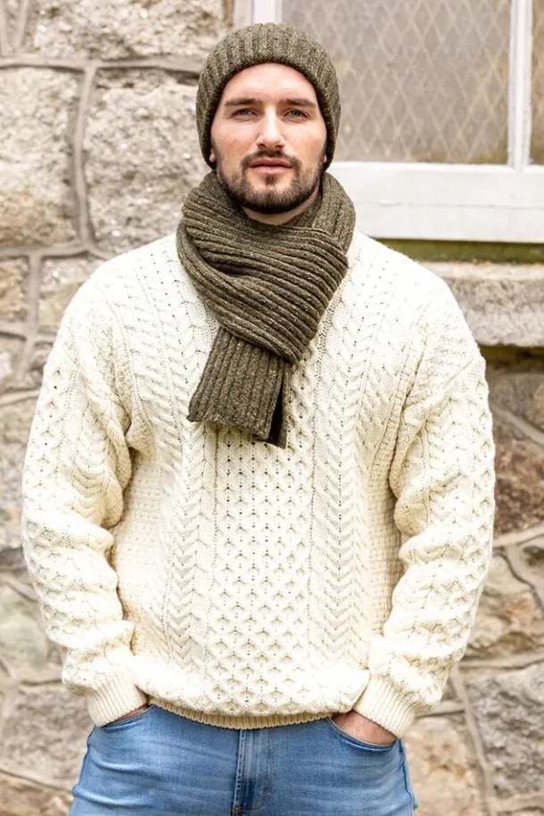 Wool and Cashmere Luxe ribbed scarf - forest green