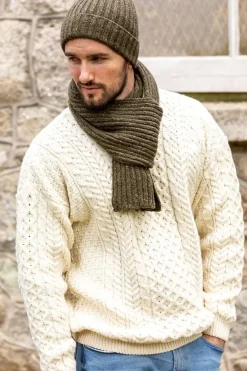 Wool and Cashmere Luxe ribbed scarf - forest green