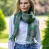 Wool and Cashmere Scarf Green Tartan