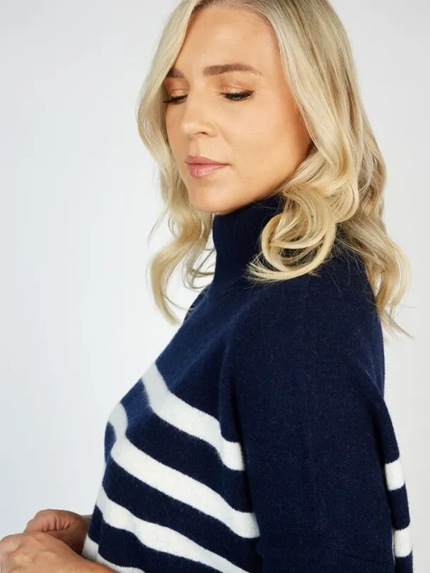 Wool and Cashmere Sweater - Navy Stripe