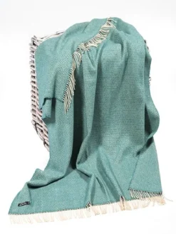 Wool and Cashmere Turquoise Herringbone Throw Col: 1417