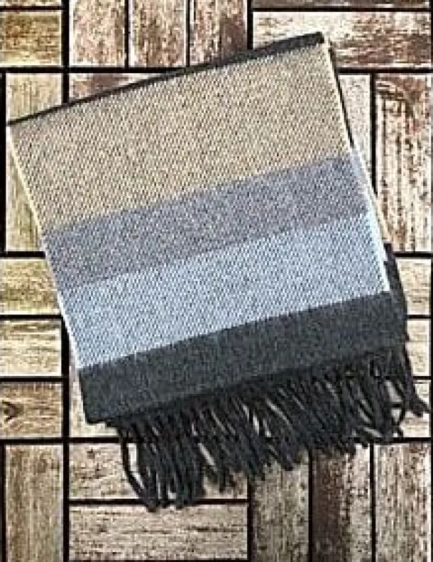 Wool Cashmere Scarf Made in Ireland - Blue/Grey/Beige Mix 8003
